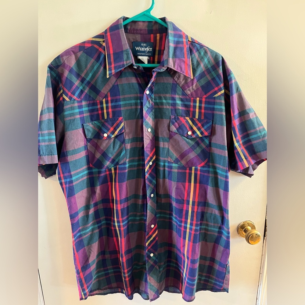 Wrangler Purple and Red Casual Button Down Shirt